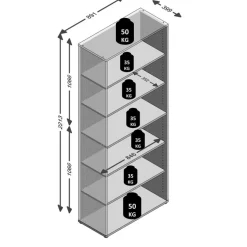 Aktenregal Calvia, breit 6OH
