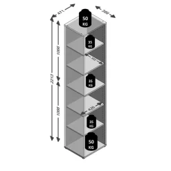 Aktenregal Calvia, schmal 6OH