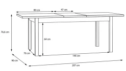 Esstisch Saitama 160/207 x 90 cm