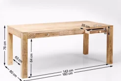 Esstisch mit Schüben Puro Plain 160 x 80 cm