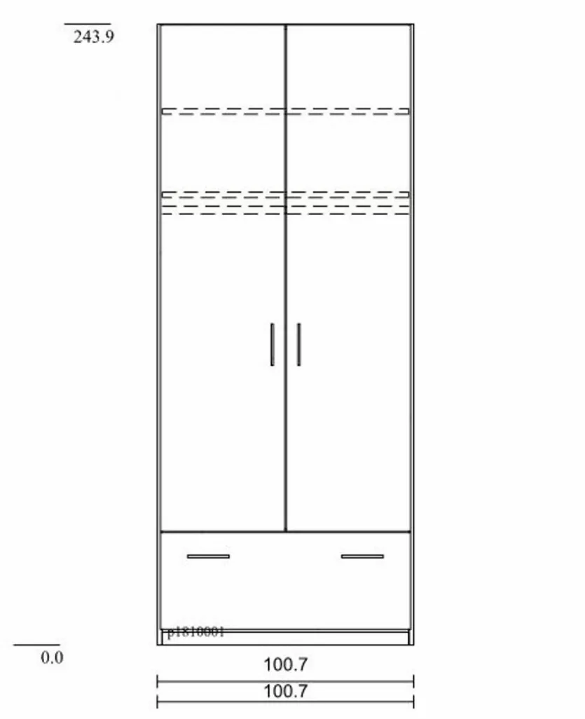 Kleiderschrank Basic 100 x 244 cm
