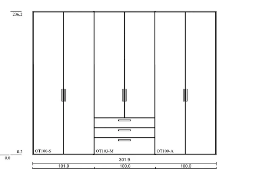 Kleiderschrank Cozy 302 x 236 cm
