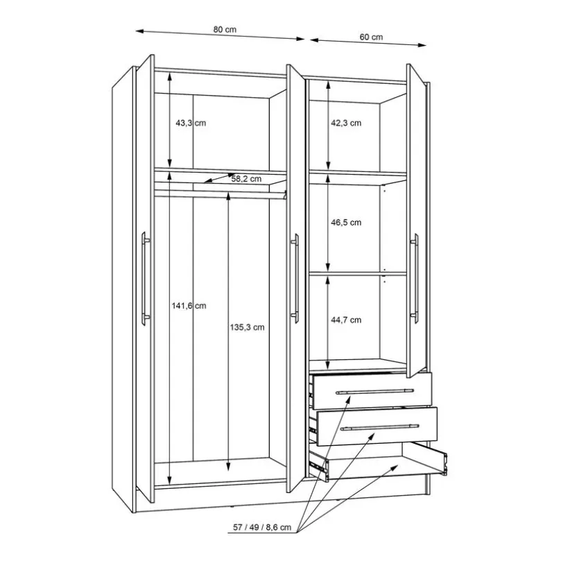 Kleiderschrank Jupiter 145 x 200 cm