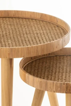2-Satz Beistelltisch Rattan