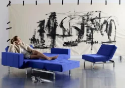 Schlafsofa mit Armlehnen Splitback Chrom