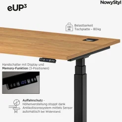 Schreibtisch elektrisch eUP3 160 x 80 cm