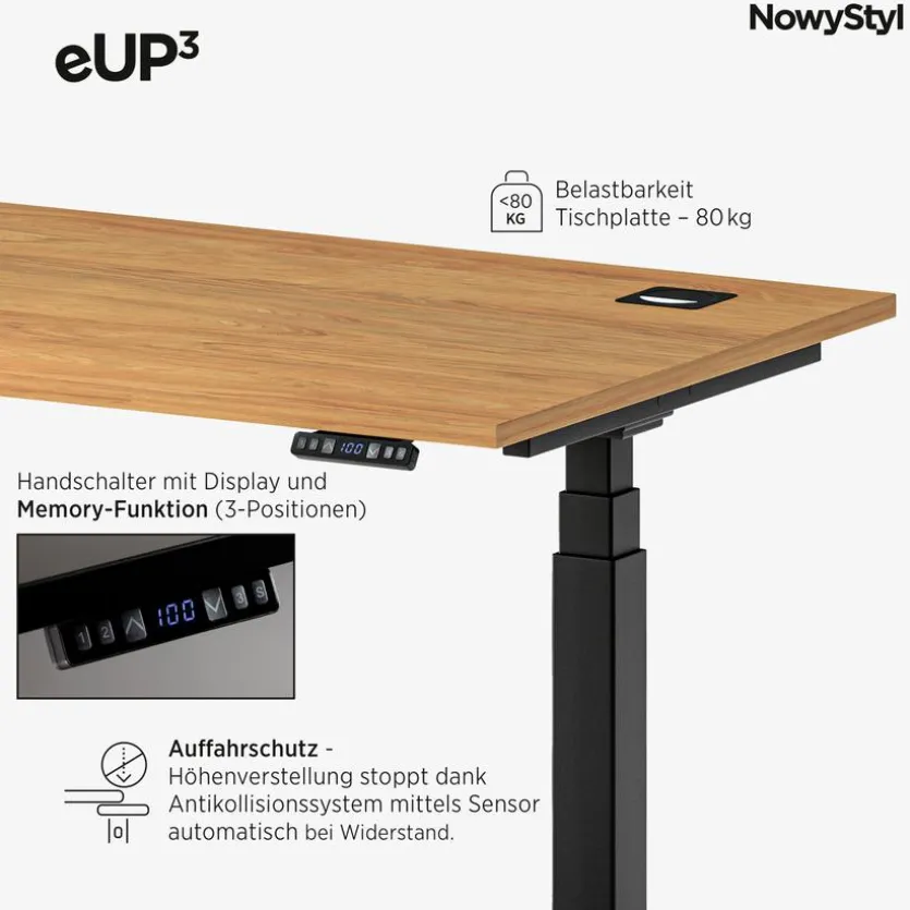 Schreibtisch elektrisch eUP3 160 x 80 cm