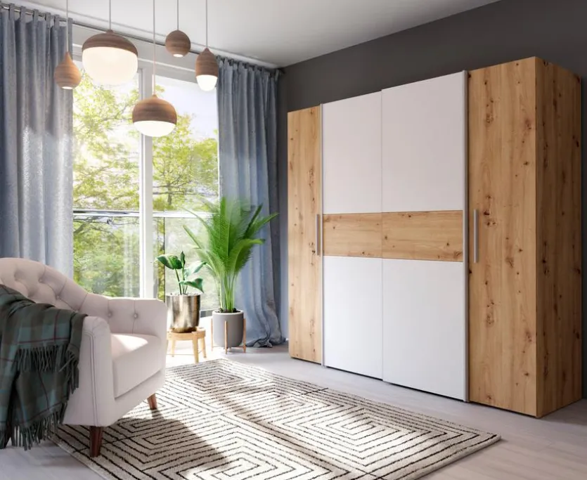 Schwebe-/Drehtürenschrank Kalixtus 200 x 190 cm