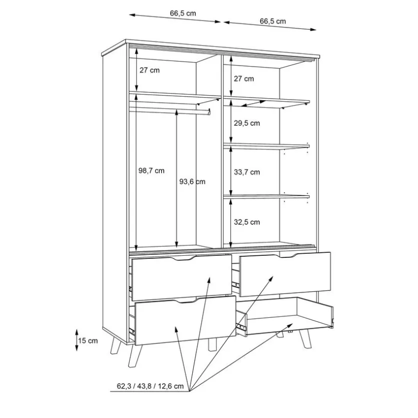 Schwebetürenschrank Vankka 139 x 202 cm